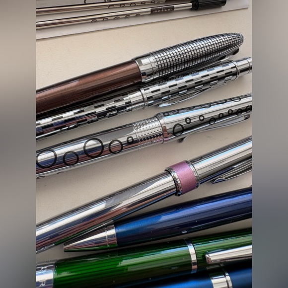 Cross Pens (6) and pencils (2) plus refills EUC